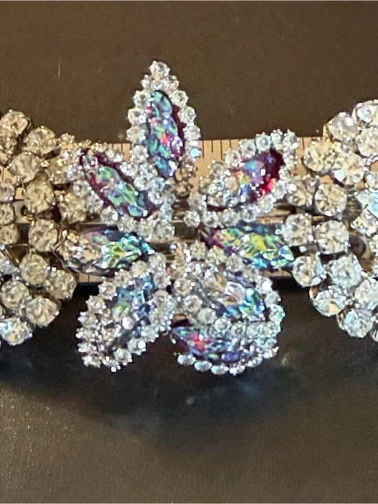 Vintage Made in France Aurora Borealis Rhinestone Hair Barrette Clip 3.5” main image 15